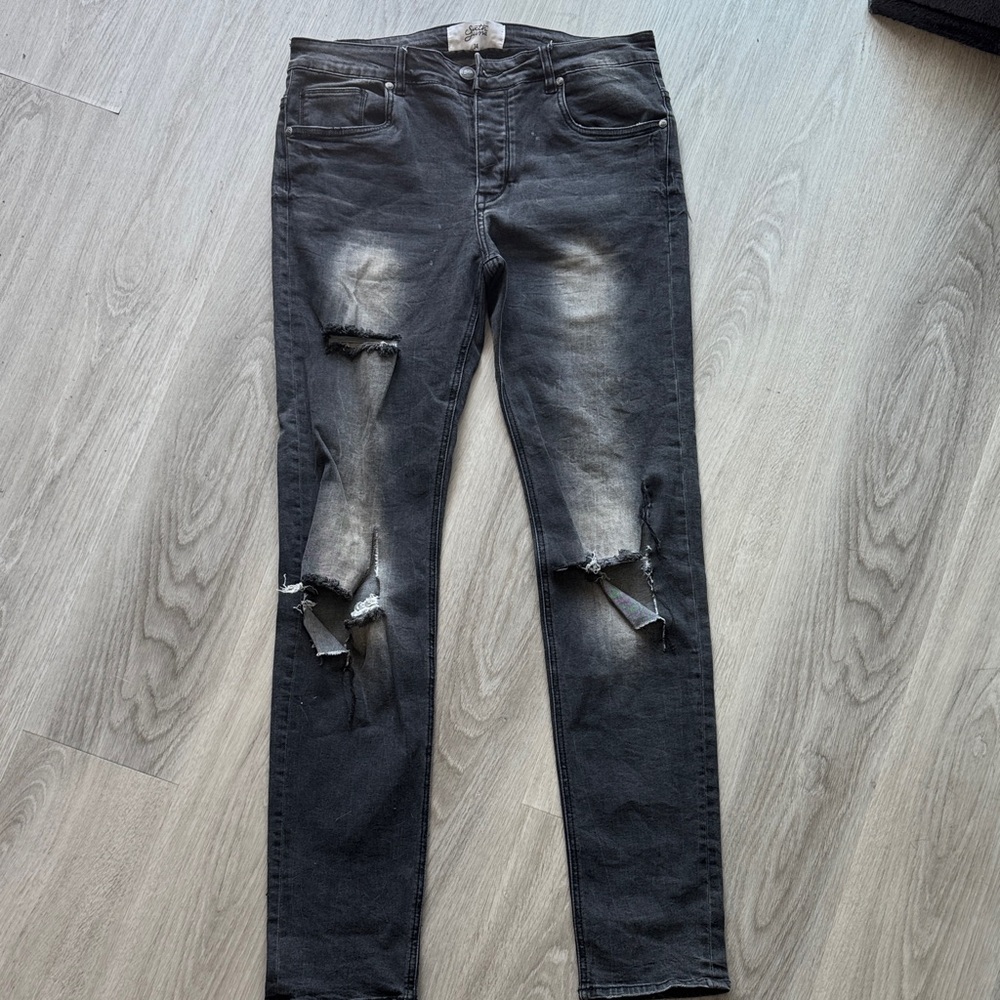 Black Distressed Ripped Slim Jeans “Sixth June”